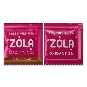 ZOLA Краска для бровей с коллагеном 01 Light brown в саше + окислитель Eyebrow Tint with Collagen 5 ml &mdash; фото 1