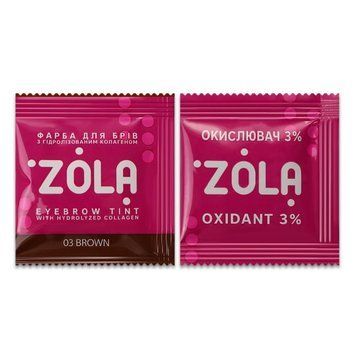 ZOLA Краска для бровей с коллагеном 03 Brown в саше + окислитель Eyebrow Tint with Collagen 5 ml &mdash; фото 1