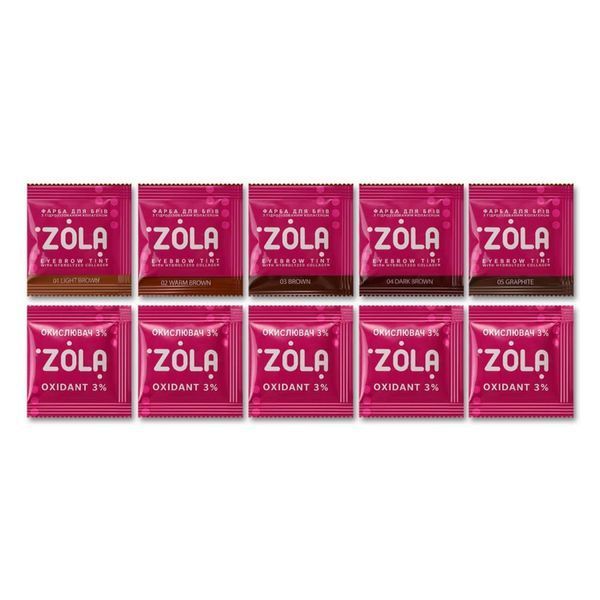 ZOLA Набор красок для бровей с коллагеном в саше + окислитель Eyebrow Tint with Collagen 5 ml  &mdash; фото 2